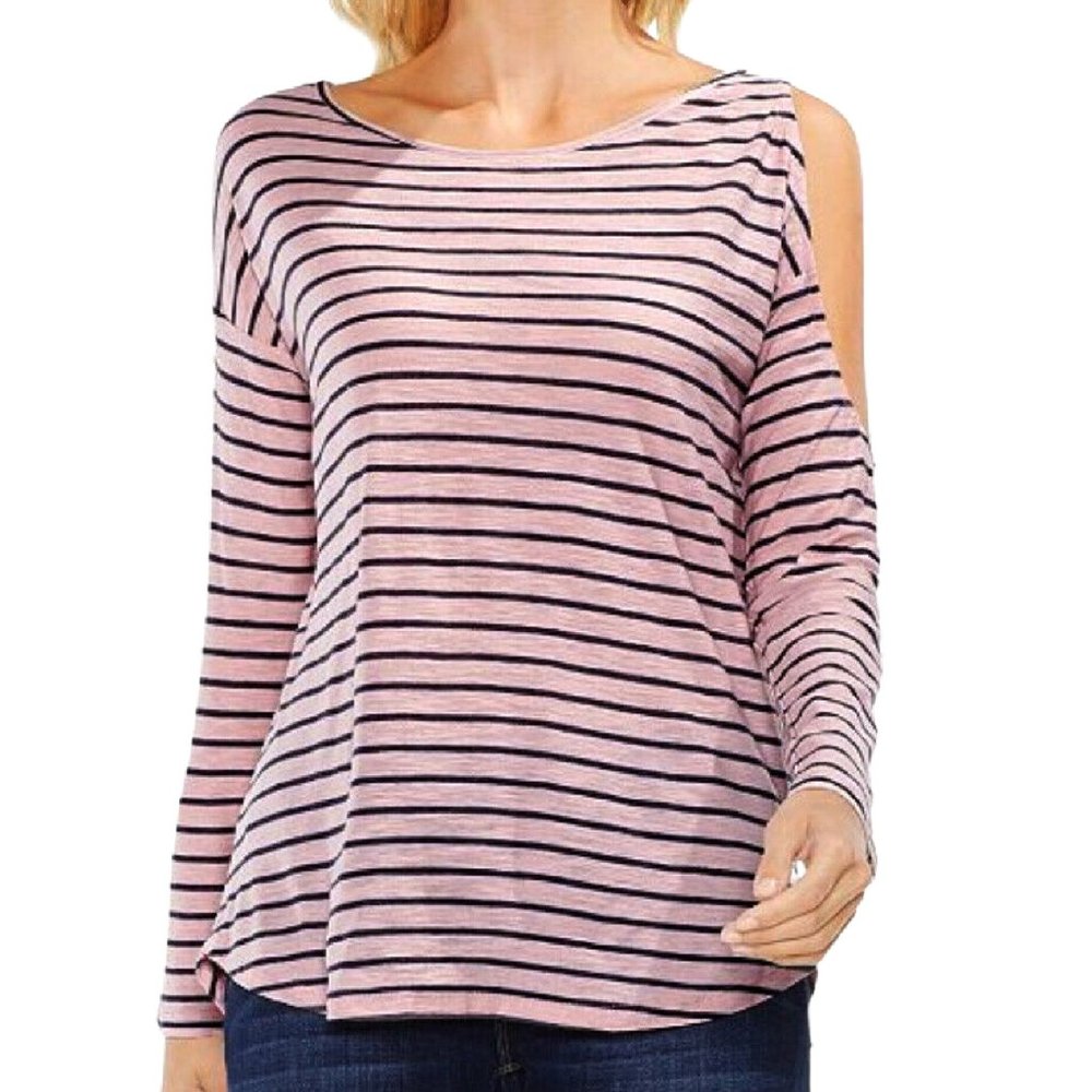 Two by Vince Camuto Top Light Pink Striped One Cold Shoulder Women's XL NEW
